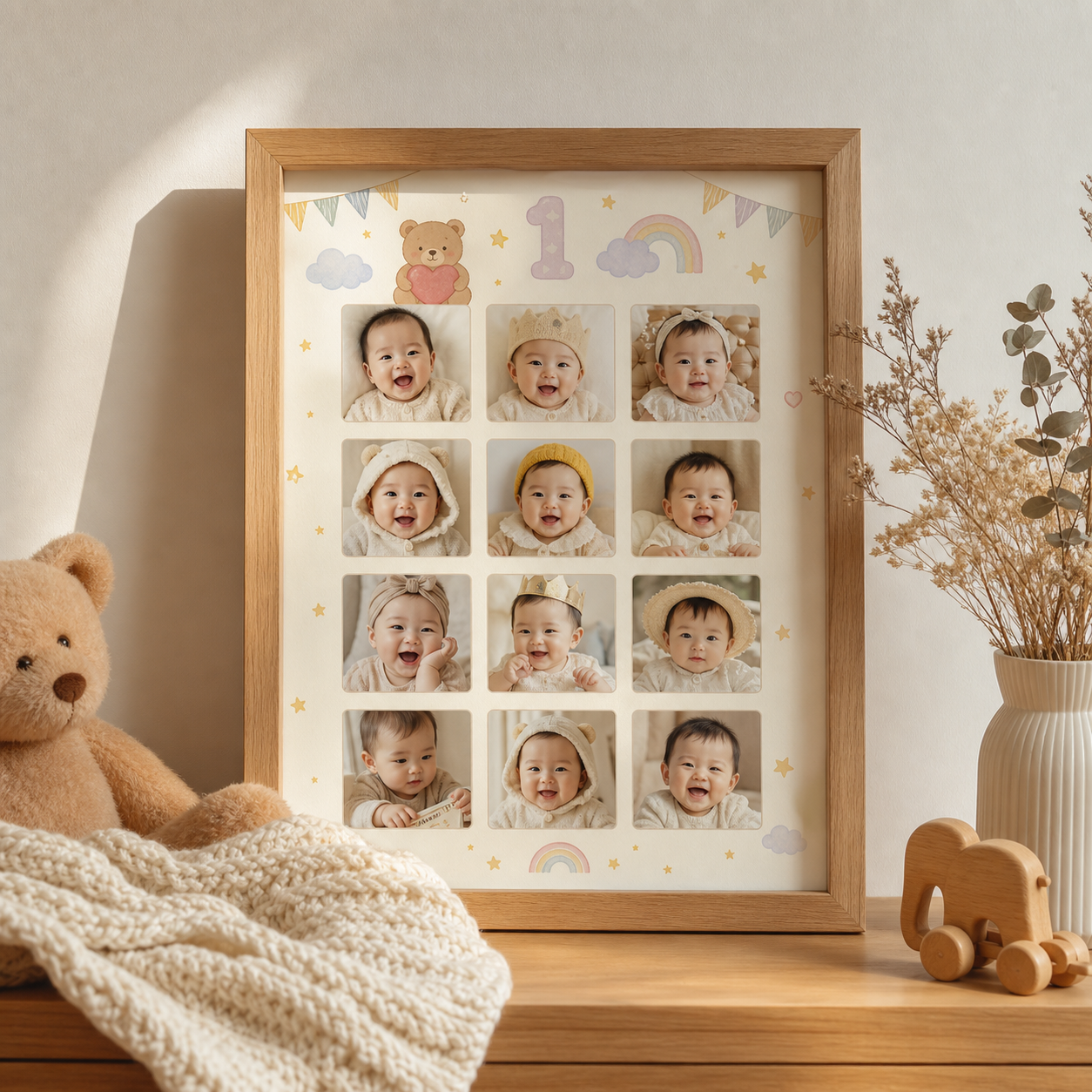 家中摆放的宝宝成长纪念相框